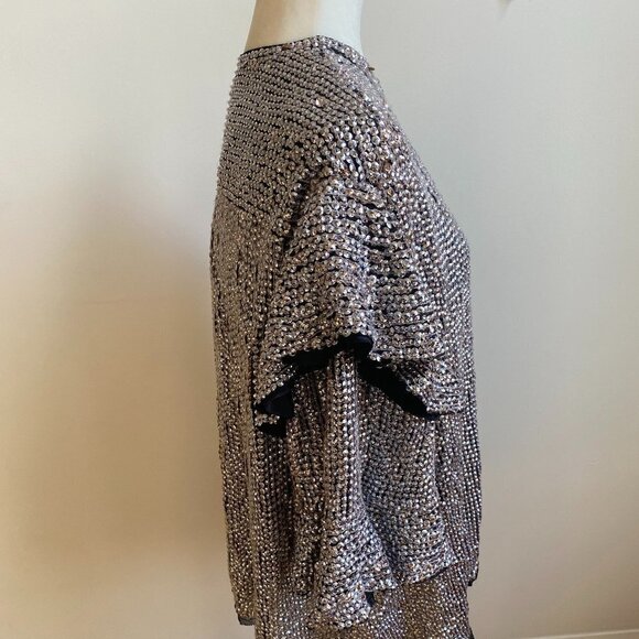 ISABEL Marant Metallic Silver Sequin Ruffle Top Sz Medium Womens Ruffle Sleeve - Picture 5 of 11